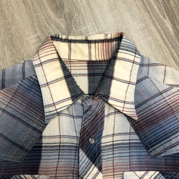 Vintage Snap Button Western Shirt Plaid Mens M - Picture 2 of 7